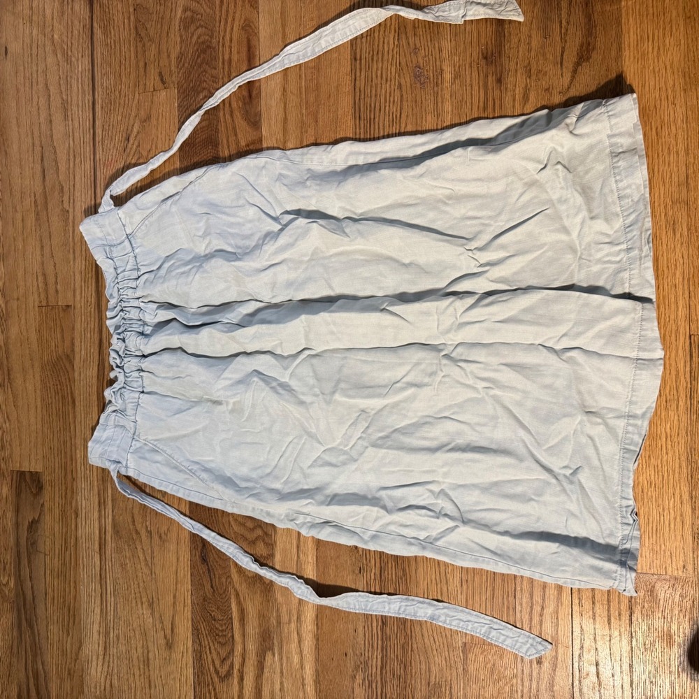 Light Blue Midi Skirt with Tie Waist - Picture 2 of 7